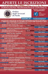 Calendario Formazione Continua Foro di Paola 2017