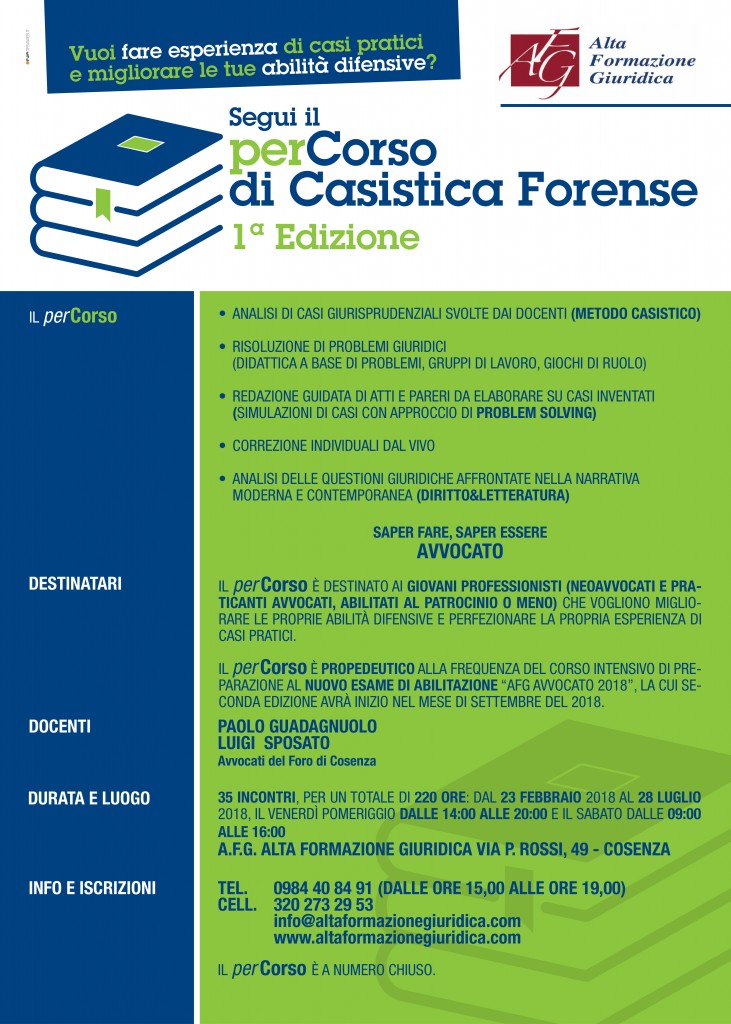 1° Edizione perCorso di Casistica Forense 2018