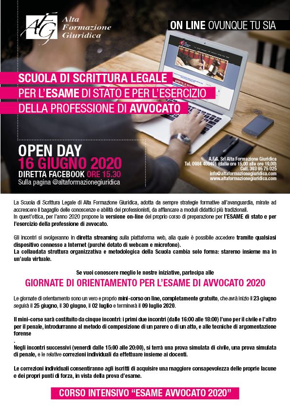 Scuola di Scrittura Legale ONLINE 2020 per l’ESAME di stato e per l’esercizio della professione di Avvocato